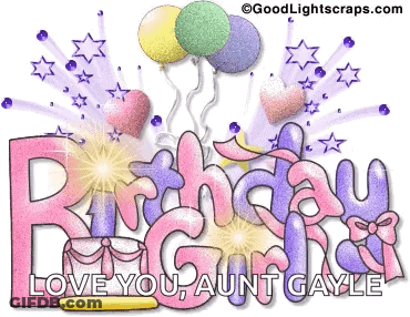 Birthday Card For Aunt Gayle With Balloons Fireworks GIF