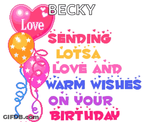 Birthday Card For Becky With Balloons GIF