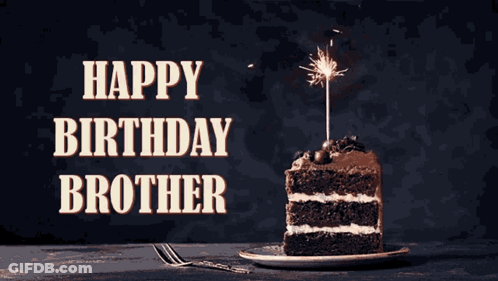Birthday Card For Brother With Cake And Sparkler GIF