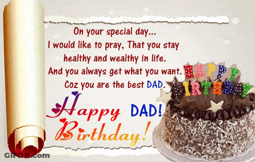 Birthday Card For Dad With Cake GIF