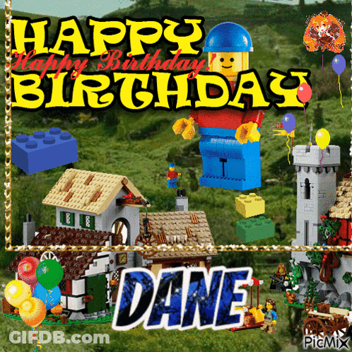 Birthday Card For Dane With Lego Man GIF