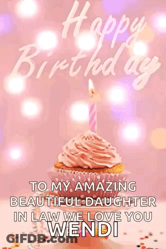 Birthday Card For Daughter With Cupcake And Candle GIF