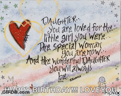 Birthday Card For Daughter With Red Heart GIF