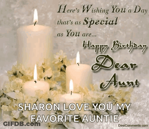 Birthday Card For Dear Aunt With Four Candles GIF
