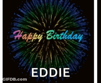 Birthday Card For Eddie With Fireworks GIF