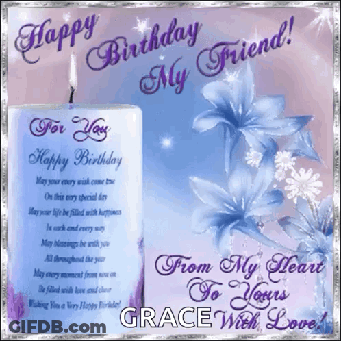Birthday Card For Grace With Candle GIF