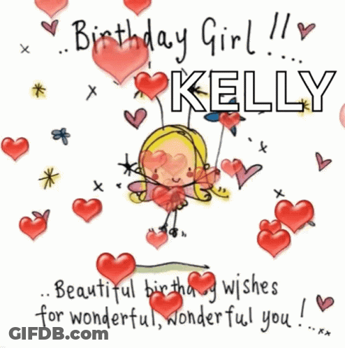 Birthday Card For Kelly With Fairy On Swing GIF
