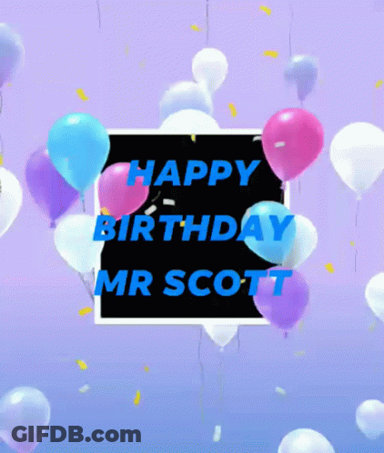 Birthday Card For Mr Scott With Balloons GIF