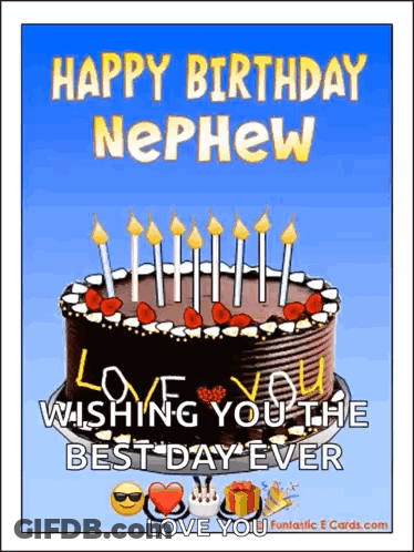 Birthday Card For Nephew With Cake And Candles GIF