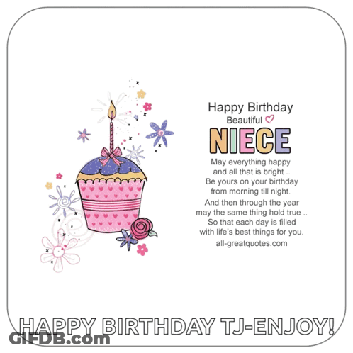 Birthday Card For Niece With Cupcake GIF