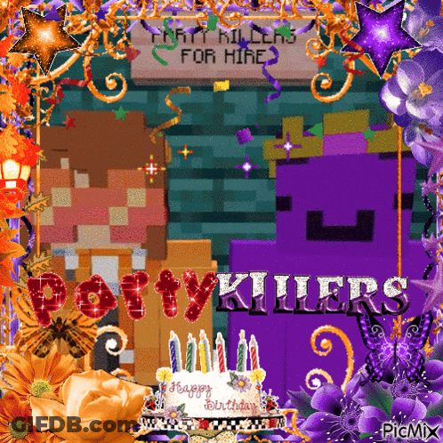 Birthday Card For Party Killers With Cake And Candles GIF