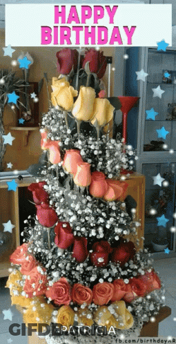 Birthday Card For Patricia With Rose Tree GIF