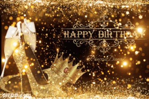 Birthday Card For Princess Diana 7 With Crown And High Heels GIF