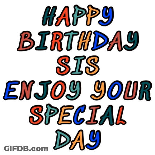 Birthday Card For Sis With Cake And Candle GIF