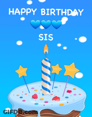 Birthday Card For Sister With Cake And Candle GIF