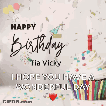 Birthday Card For Tia Vicky With Cupcake GIF