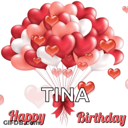 Birthday Card For Tina With Balloons GIF
