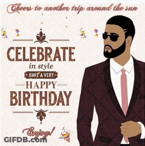 Birthday Card Man Cheers To Sun GIF