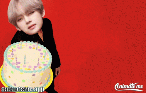Birthday Card Man Holding Cake GIF