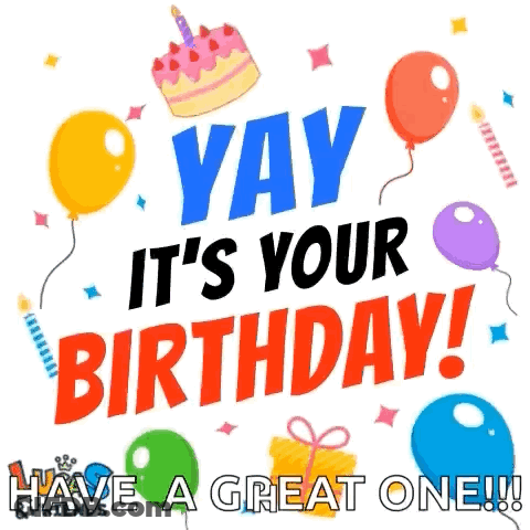 Birthday Card Saying Yay It's Your Birthday Have A Great One GIF