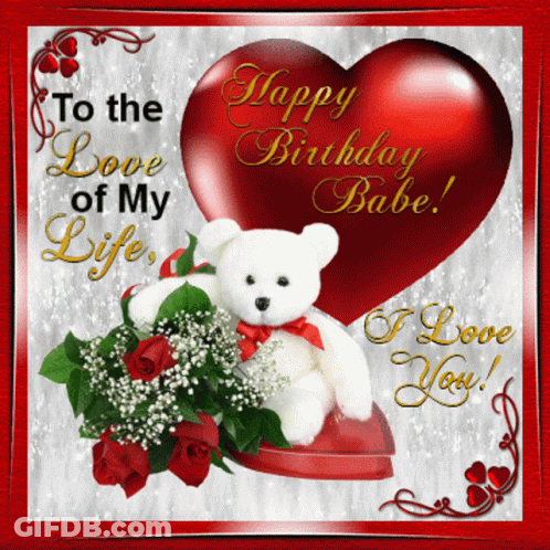 Birthday Card Teddy Bear Heart Happy Birthday GIF