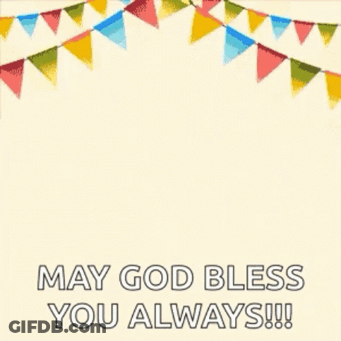 Birthday Card With Balloons And Flags Saying May God Bless You Always GIF