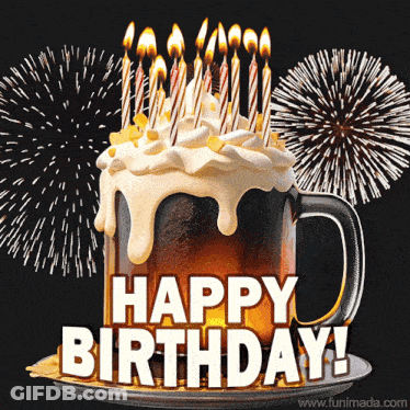 Birthday Card With Beer Mug Cake GIF