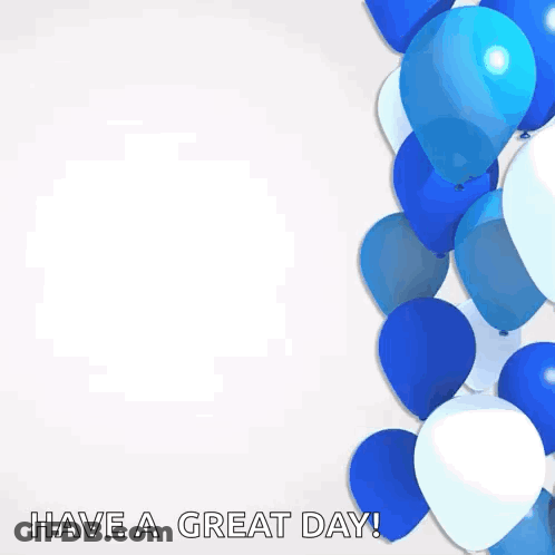 Birthday Card With Blue And White Balloons GIF