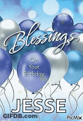 Birthday Card With Blue Silver Balloons Jesse GIF