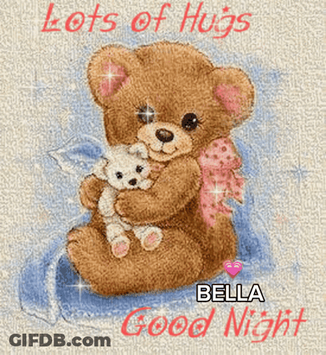 Birthday Card With Bunnies Saying Big Hugs And Kisses GIF