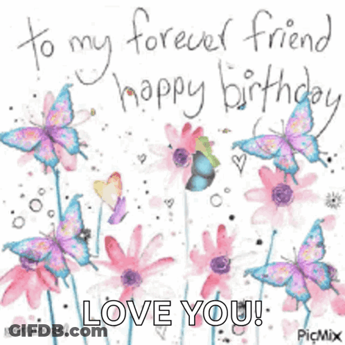 Birthday Card With Butterflies And Flowers GIF