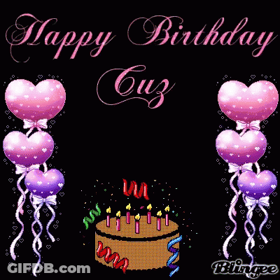 Birthday Card With Cake And Balloons GIF