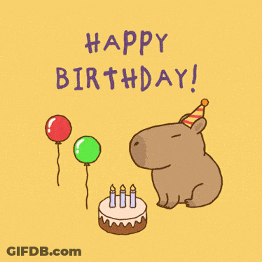 Birthday Card With Capybara And Cake GIF