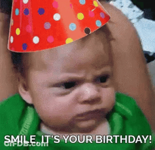 Birthday Card With Cartoon Character And Cupcake GIF