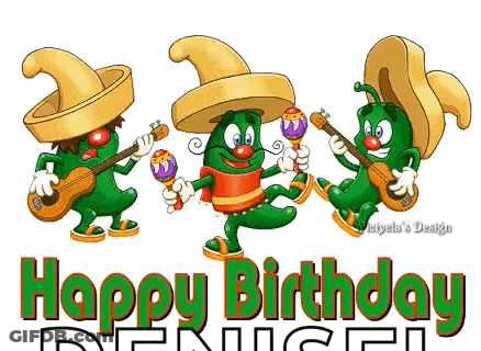 Birthday Card With Cartoon Characters Playing Guitars GIF