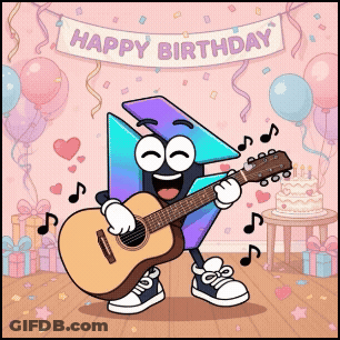 Birthday Card With Cartoon Guitar Player GIF