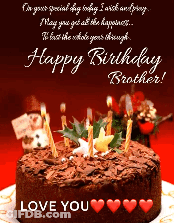 Birthday Card With Chocolate Cake And Candles GIF
