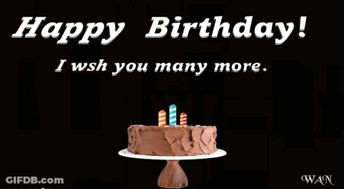 Birthday Card With Chocolate Cake And Candles GIF