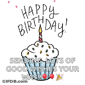 Birthday Card With Cupcake And Candle GIF