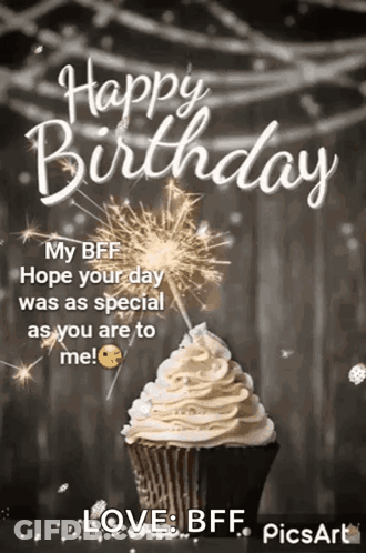 Birthday Card With Cupcake And Sparklers GIF