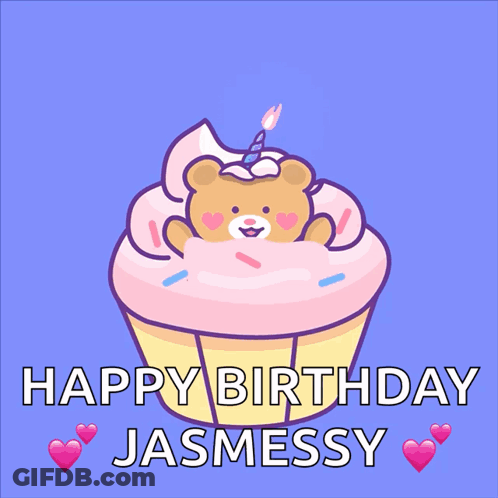 Birthday Card With Cupcake And Teddy Bear GIF
