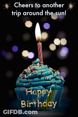 Birthday Card With Cupcake Saying Cheers To Another Trip Around The Sun GIF