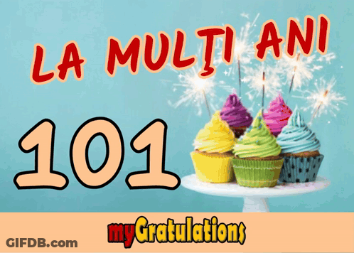 Birthday Card With Cupcakes And 101 GIF
