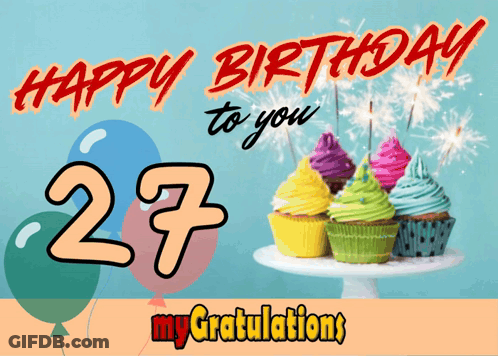 Birthday Card With Cupcakes And Balloons 27 GIF