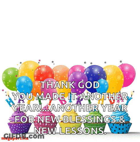 Birthday Card With Cupcakes And Balloons GIF