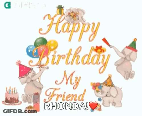 Birthday Card With Elephants Balloons Cake Gifts GIF