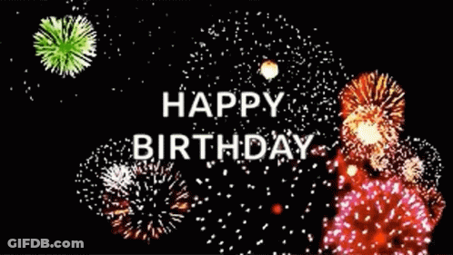 Birthday Card With Fireworks Saying Happy Birthday GIF