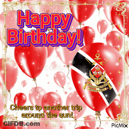 Birthday Card With Flag And Balloons Saying Happy Birthday GIF