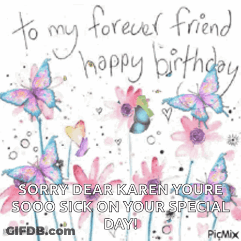 Birthday Card With Flowers And Butterflies GIF