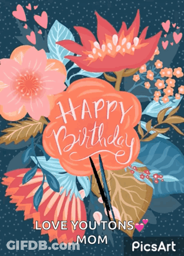 Birthday Card With Flowers GIF